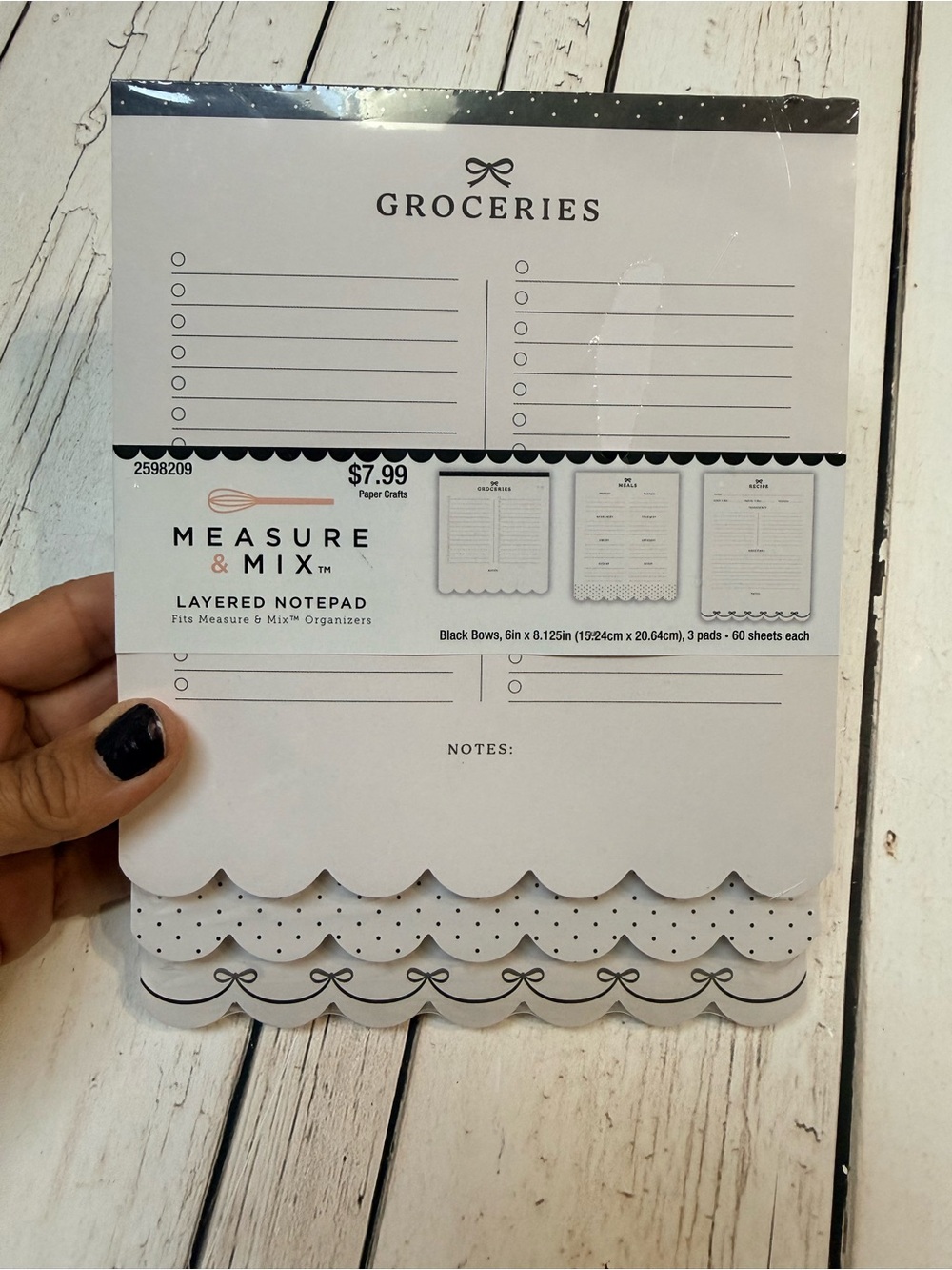 Layered Notepad - White/Black Grocery List measure and mix refill